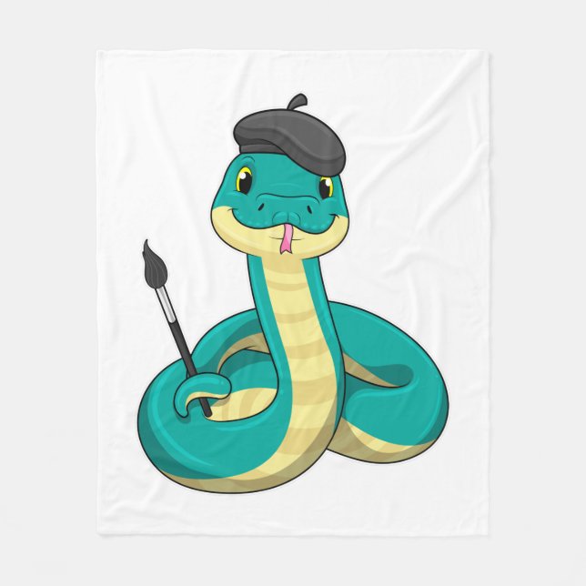 Couverture Polaire Serpent comme peintre avec pinceau (Devant)