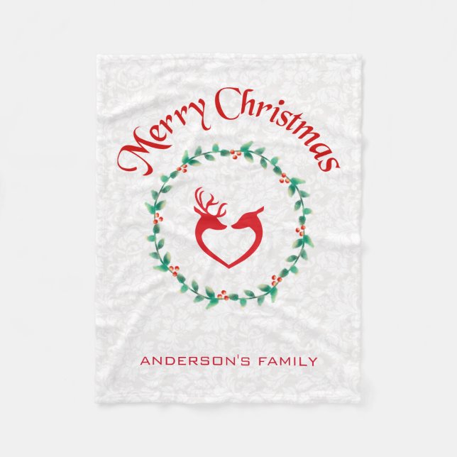 Couverture Polaire Serrure de Noël Et Cerfs (Devant)