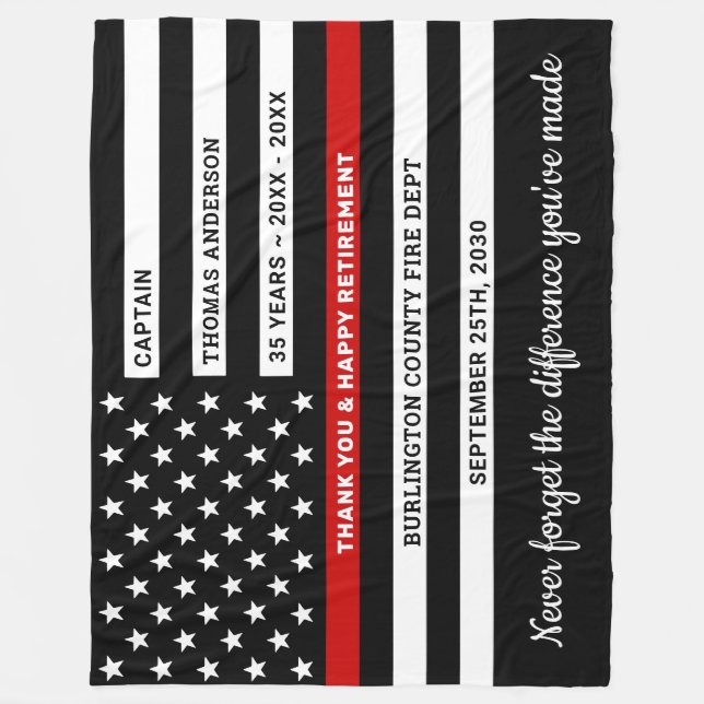Couverture Polaire Service de retraite des pompiers Drapeau mince de  (Devant)
