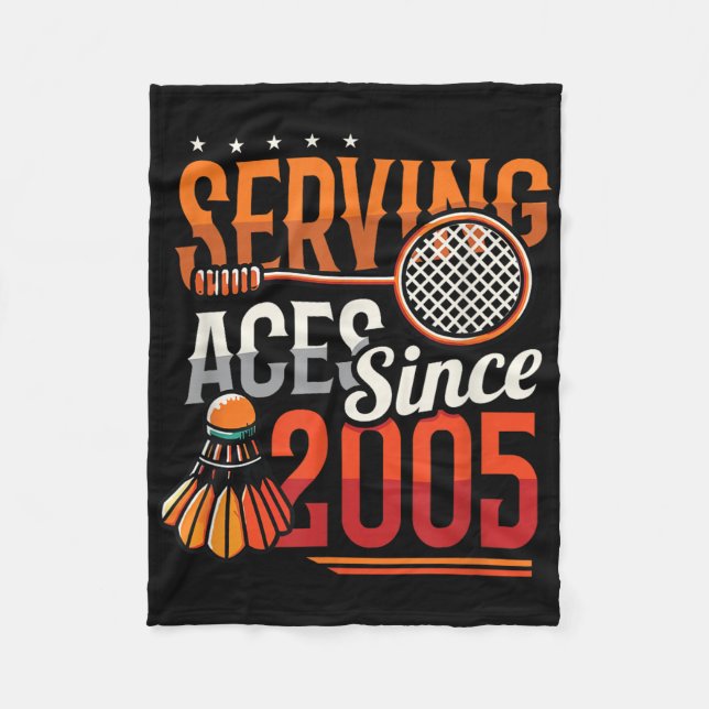 Couverture Polaire Serving Aces depuis 2005 Badminton Lover 20th Birt (Devant)