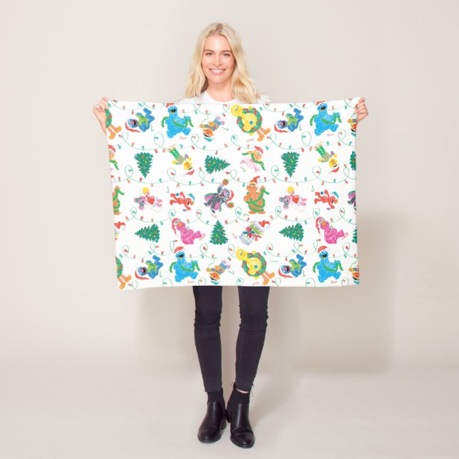 Couverture Polaire Sesame Street Christmas Tree Motif (En situation)