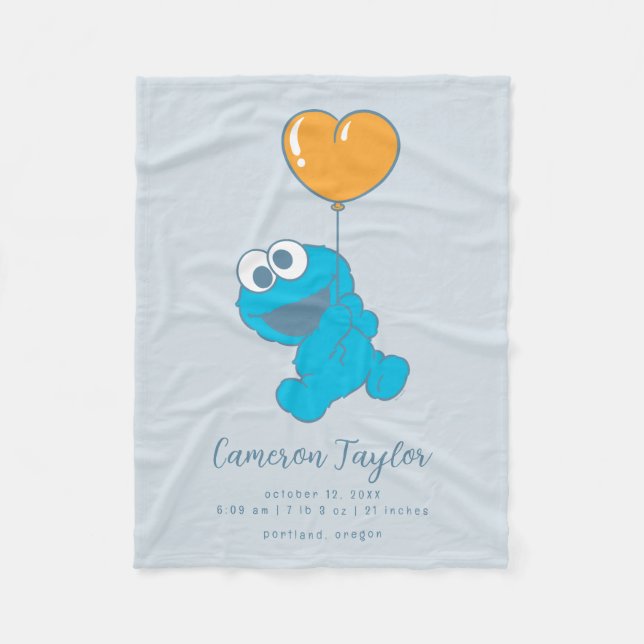 Couverture Polaire Sesame Street Cookie Monster Baby Birth Statistiqu (Devant)
