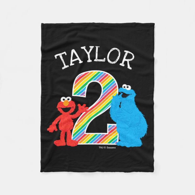 Couverture Polaire Sesame Street Pals Chalkboard Rainbow 2nd Birthday (Devant)