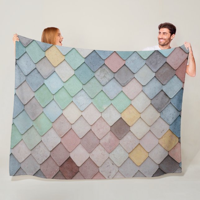 Couverture Polaire Shabby Carrelage Chic Pastel (En situation)