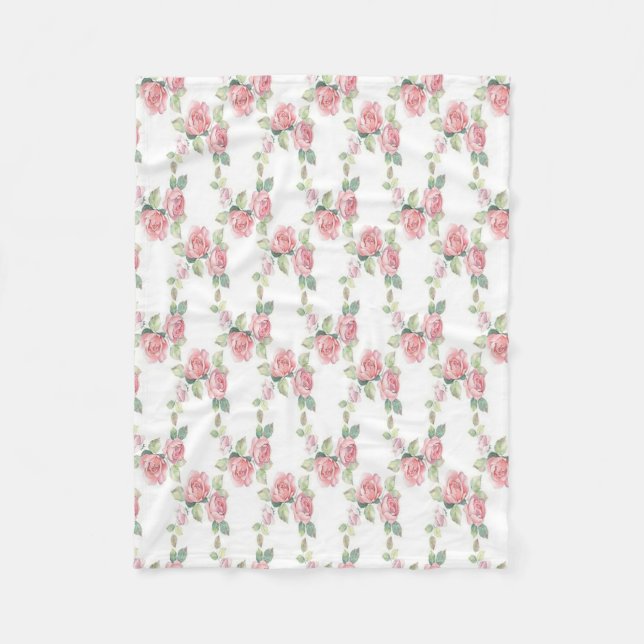Couverture Polaire Shabby Chic Rose Floral (Devant)