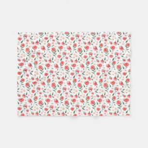 Couverture Polaire Shabby Chic Roses Rouges Jolie Blanche Toison