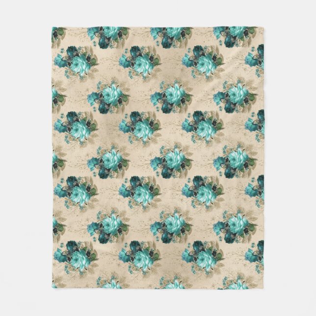 Couverture Polaire Shabby Floral Aqua Series Design 3 (Devant)