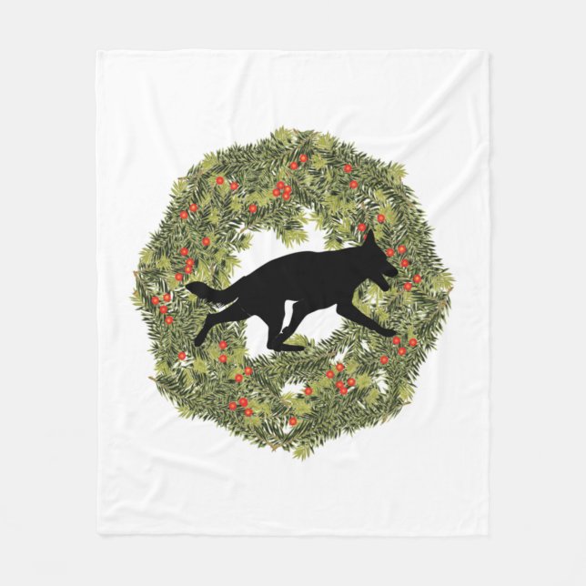 Couverture Polaire Shadow Silhouette Allemand Berger Chien dans une c (Devant)