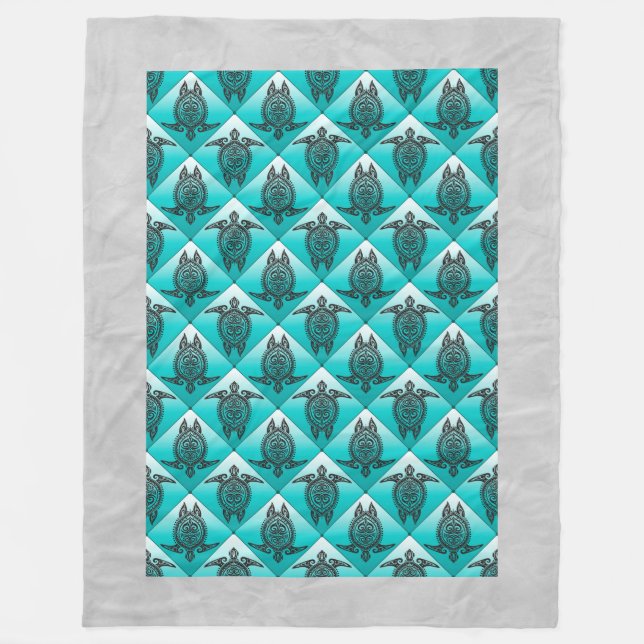 Couverture Polaire Shamanic Tortues de mer Motif - cyan (Devant)