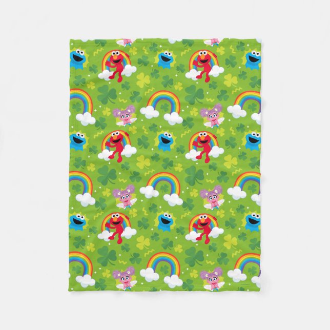 Couverture Polaire Shamrock de rue Sesame et Motif arc-en-ciel (Devant)