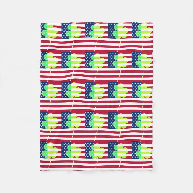 Couverture Polaire Shamrock du drapeau irlandais américain Clover St. (Devant)