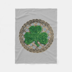 Couverture Polaire Shamrock gris sur les noeuds celtiques Blanche pol