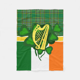 Couverture Polaire Shamrock irlandais/drapeau national irlandais