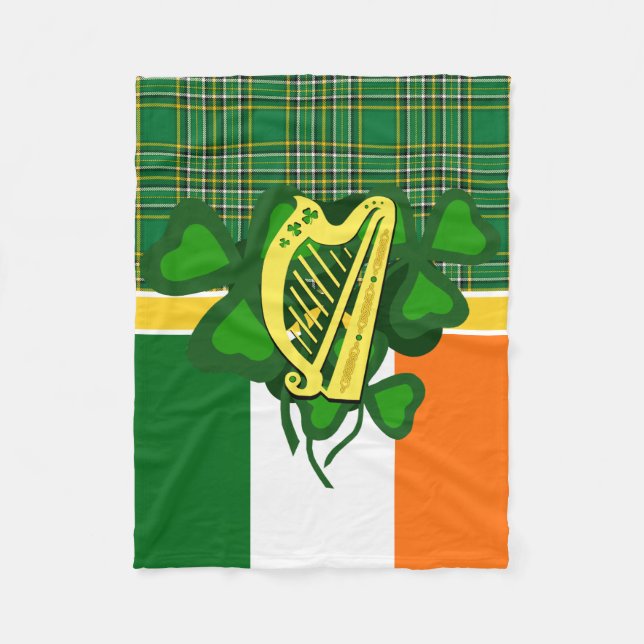 Couverture Polaire Shamrock irlandais/drapeau national irlandais (Devant)