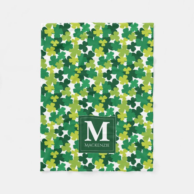 Couverture Polaire Shamrocks monogrammes de la Saint-Patrick (Devant)
