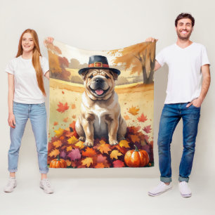 Couverture Polaire Shar Pei Dans l'Art de la Fête des Feuilles d'Auto
