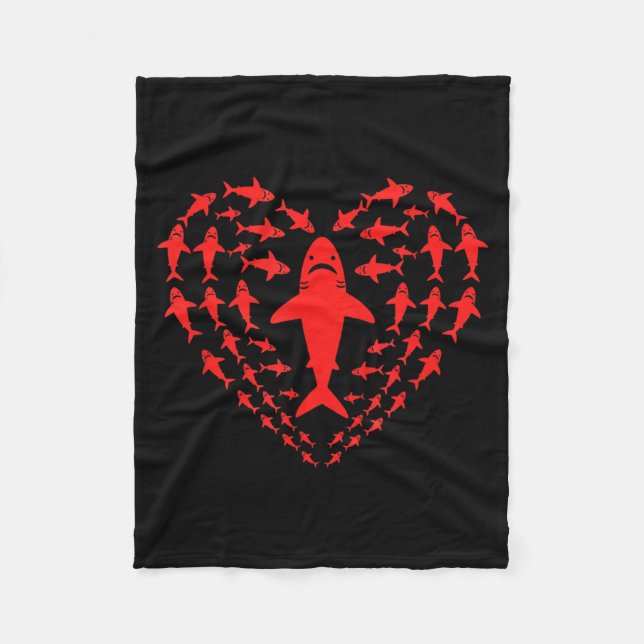 Couverture Polaire Shark heart kids sea creature valentine graphic  (Devant)
