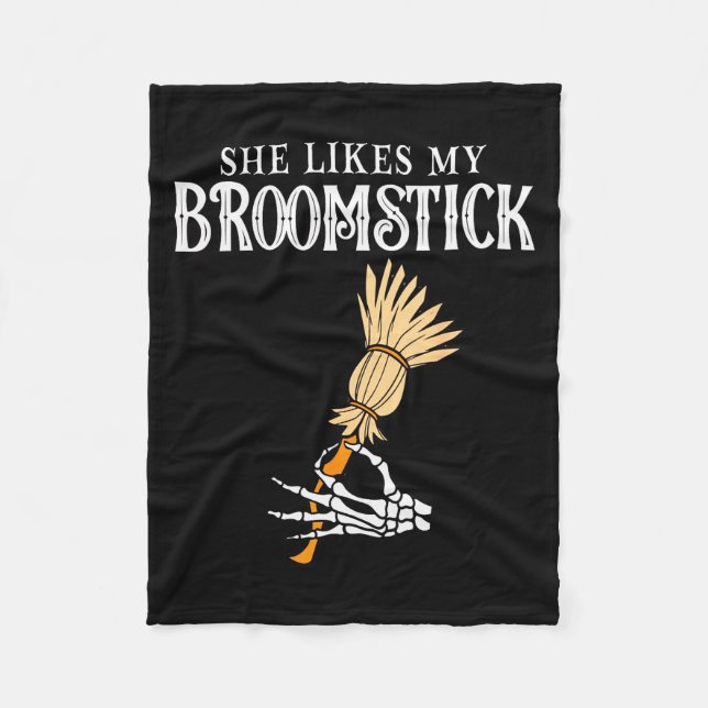 Couverture Polaire She Likes My Broomstick Couples Pumpkins Skeleton  (Devant)
