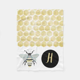 Couverture Polaire Sherpa Bee Honey Comb Throw Blanet personnalisé