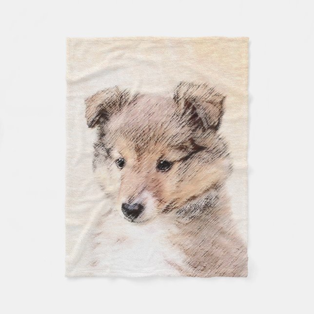 Couverture Polaire Shetland Sheepdog Puppy Peinture Chien original ar (Devant)