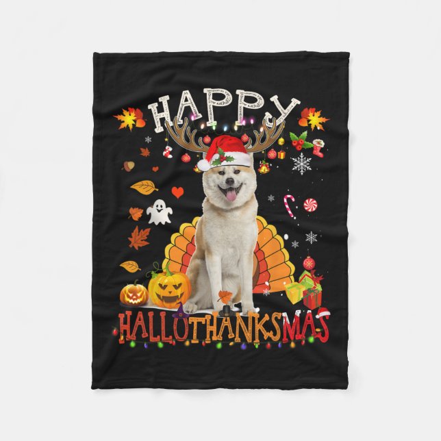 Couverture Polaire Shiba Inu Chien Halloween Chien de Noël Joyeux Hal (Devant)