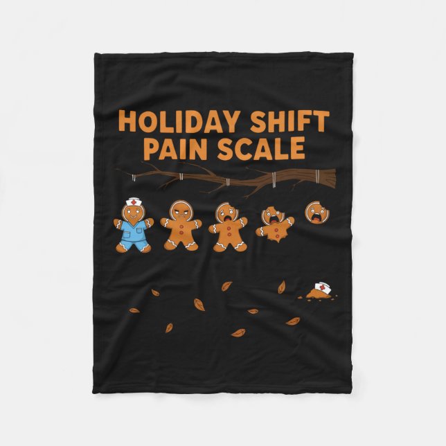 Couverture Polaire Shift Nurse Pain Scale Funny Gingerbread Rn Christ (Devant)