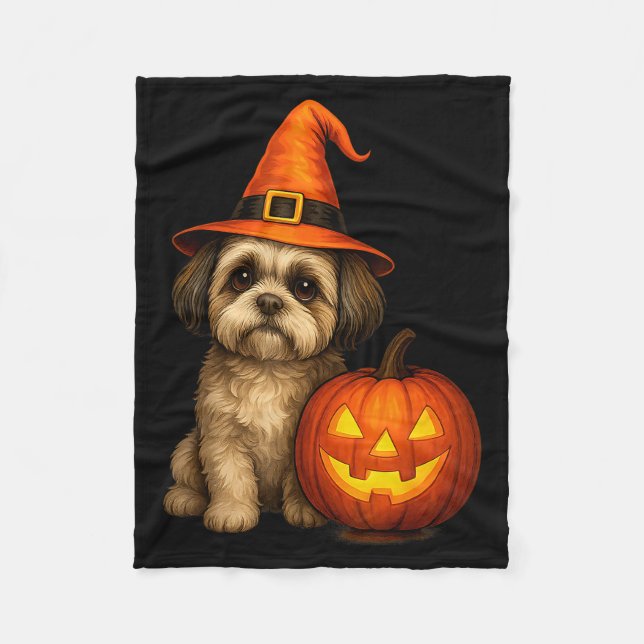 Couverture Polaire Shih Tzu Halloween Pumpkin Dog Costume Family Matc (Devant)