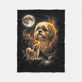 Couverture Polaire Shih Tzu Howling to The Moon Retro Vintage 90s