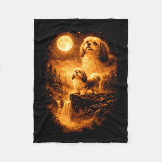 Couverture Polaire Shih Tzu Howling to The Moon Vintage 90s Funny Dog