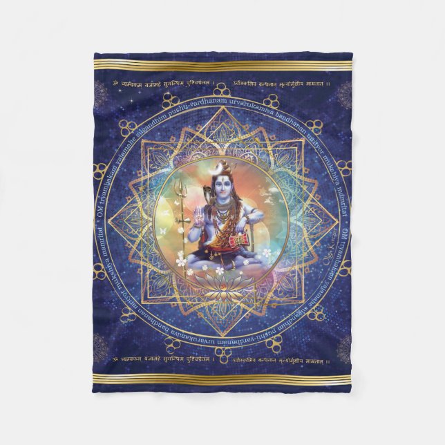 Couverture Polaire Shiva Mahamrityunjaya - santé, paix et prospérité (Devant)