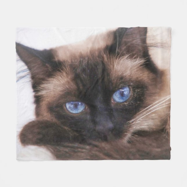 Couverture Polaire Siamese Kitten Sweetie visage polaire Blanche (Devant (Horizontal))