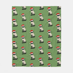 Couverture Polaire Siamese Père Noël Chat Motif Noël Vacances Kitty