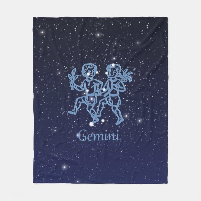 Couverture Polaire Signe Gemini Constellation et Zodiaque avec étoile (Devant)