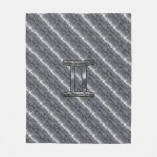 Couverture Polaire SIGNE Zodiaque Gemini Grunge Argent Distressé