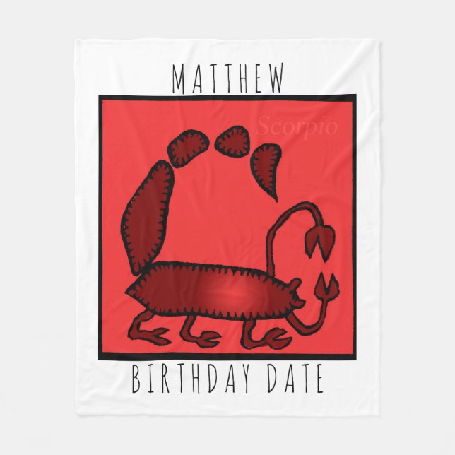 Couverture Polaire SIGNE Zodiaque Scorpion personnalisé Anniversaire  (Devant)
