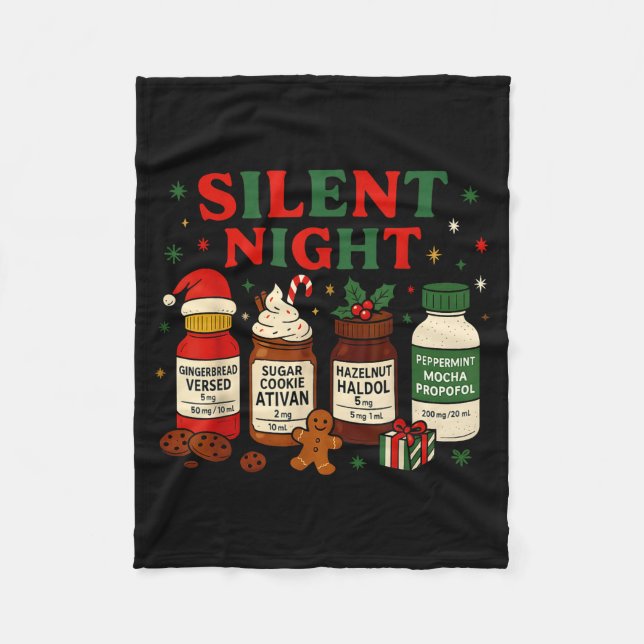 Couverture Polaire Silent Night Profol Icu Nurse Funny Christmas Medi (Devant)