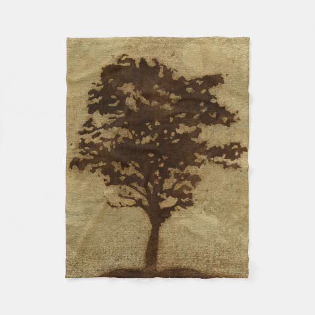 Couverture Polaire Silhouette d'arbre sur l'arrière - plan en bronze (Devant)