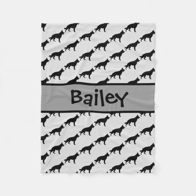 Couverture Polaire Silhouette de chien berger allemand personnalisé (Devant)