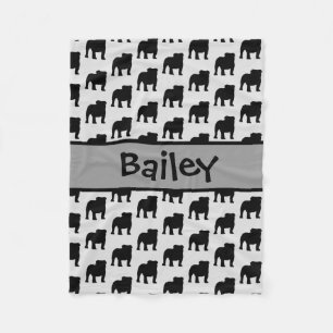 Couverture Polaire Silhouette de chien de chien de taureau personnali