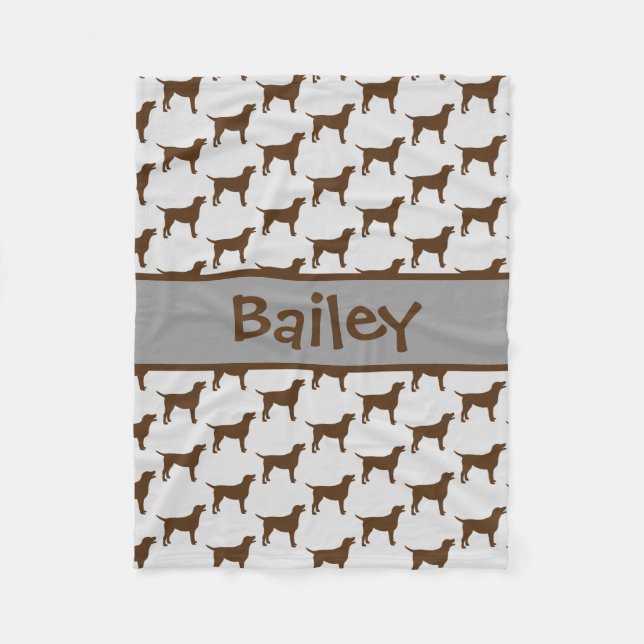 Couverture Polaire Silhouette de chien du laboratoire de chocolat per (Devant)