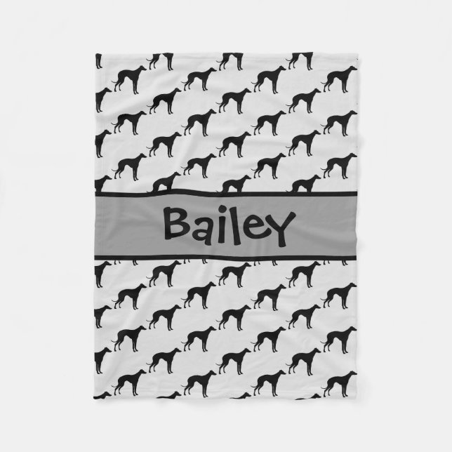 Couverture Polaire Silhouette de chien gris italien personnalisé (Devant)