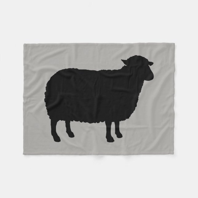 Couverture Polaire Silhouette de moutons noirs (Devant (Horizontal))
