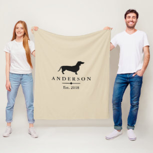 Couverture Polaire Silhouette et Taupe noirs de teckel personnalisé