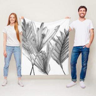 Couverture Polaire Silhouette florale - gris