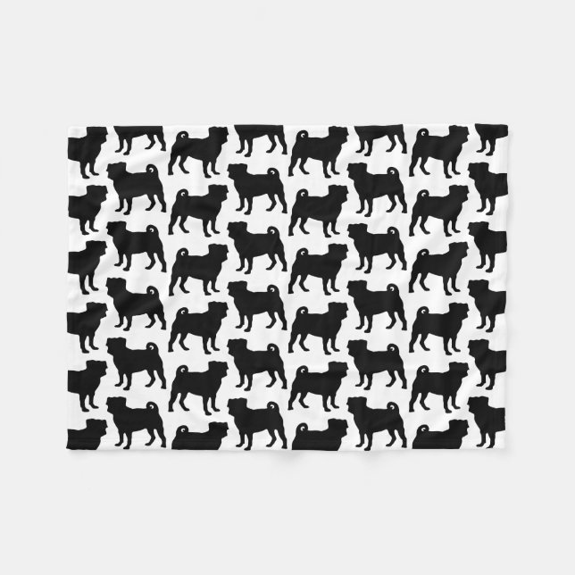 Couverture Polaire Silhouette noire de carlin - conception simple de (Devant (Horizontal))
