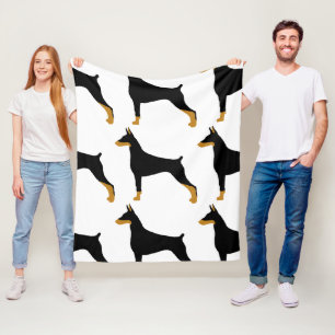 Couverture Polaire Silhouette noire et brune de Doberman Pinscher