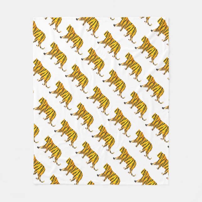 Couverture Polaire Silhouette Tiger noir et orange (Devant)