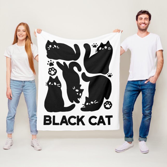 Couverture Polaire Silhouettes de chat noir - Design Feline mignon (En situation)