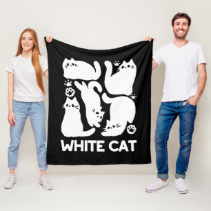 Couverture Polaire Silhouettes de chaton blanc - Design Feline mignon