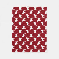 Silhouettes de race de chien Pug motif rouge et bl